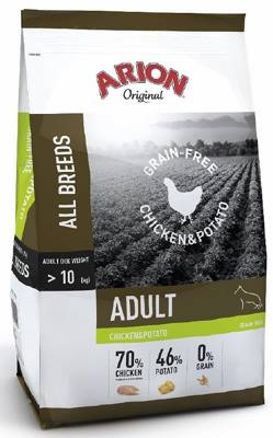 Arion Original Grain Free Chicken&Potato Trockenfutter für erwachsene Hunde 12kg + Überraschung für den Hund