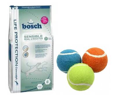 BOSCH Sensible Renal & Reduction - Trockenfutter für ausgewachsene Hunde 11,5kg + Schwimmender Tennisball 1 Stück GRATIS!