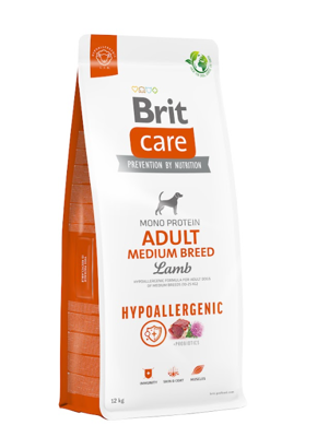 BRIT CARE Dog Hypoallergenic Adult Medium Breed Lamb 12kg + BRIT CARE Dog Dental Stick Immuno -5% billiger!!!