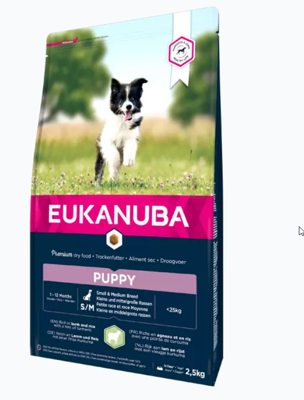 EUKANUBA Puppy&Junior Small/Medium Lamb&Rice 12kg + Überraschung für den Hund