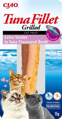 INABA Thunfischfilet für Katzen - Extra zartes Thunfischfilet in Thunfischbrühe 5x15g