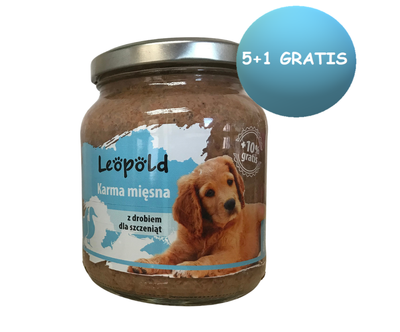 Leopold Welpenfleischfutter mit Geflügel 6x300g 