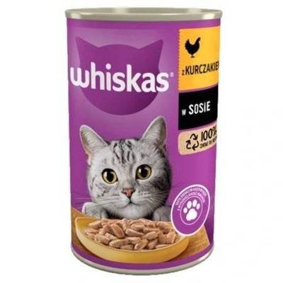 WHISKAS Nasses Katzenfutter für Erwachsene mit Hühnchen in Sauce 12x400g