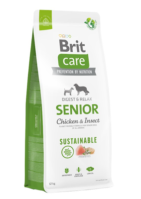 BRIT CARE Care Dog Sustainable Senior Chicken & Insect 12kg + BRIT CARE Dog Dental Stick Immuno with Probiotics & Cinnamon -5% billiger!!!
