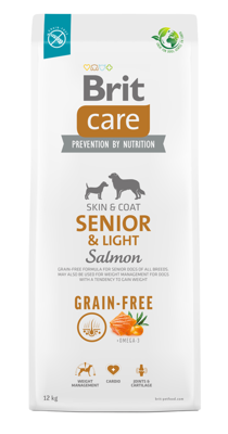 BRIT CARE Dog Grain-free Senior & Light Salmon 12kg + LAB V 500ml -5% billiger!!!