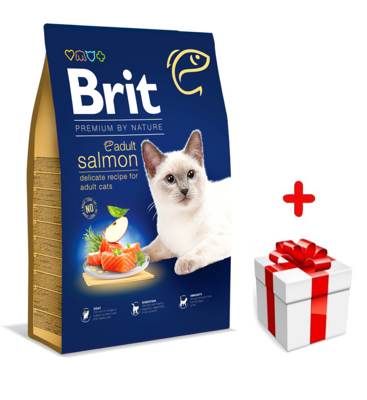 BRIT Premium By Nature Adult Cat Salmon 8kg+ Überraschung für die Katze