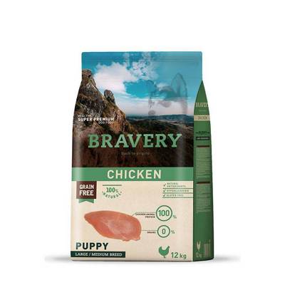 Bravery Grain Free Puppy Medium Large Chicken 2x12kg