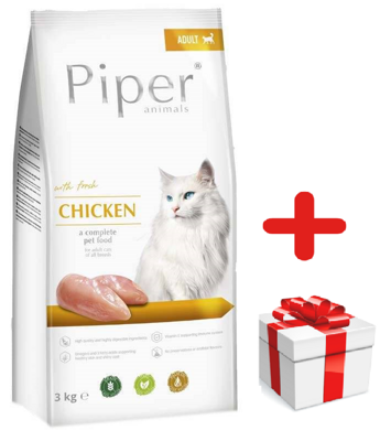 DOLINA NOTECI Piper Animals mit Huhn für Katzen 3kg + Überraschung für die Katze