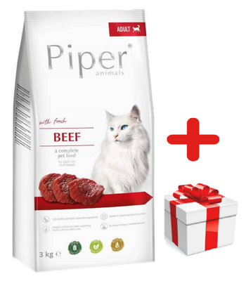 DOLINA NOTECI Piper Animals mit Rind für Katzen 3kg + Überraschung für die Katze