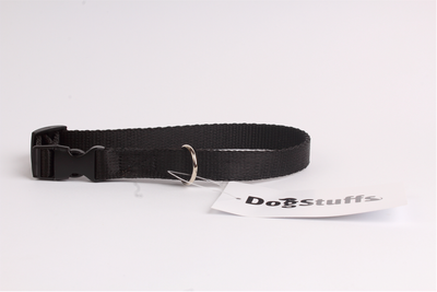 DogStuffs Halsband mit Kunststoffschnalle 25mm/34-60cm schwarz