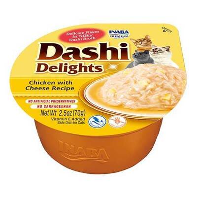 Inaba DASHI Ergänzungsfuttermittel für Katzen - Brühe mit Huhn- und Käsegeschmack 70 g 