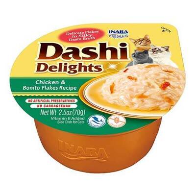 Inaba DASHI Ergänzungsfuttermittel für Katzen - Brühe mit Jakobsmuschel- und Hühnergeschmack 70g 