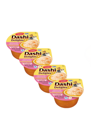 Inaba DASHI Ergänzungsfuttermittel für Katzen - Huhn und Lachs 4x70 g 