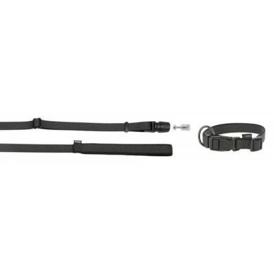 KERBL GoLeyGo Set, Halsband + Trageriemen mit Adapter 15mm x 29-45cm, 1cm x 1,4-2m, schwarz, M, max 15kg
