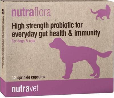 NUTRAVET Nutraflora für Hunde & Katzen 12 Kapseln - Ein Probiotikum, das die tägliche Darm- und Immungesundheit stark unterstützt