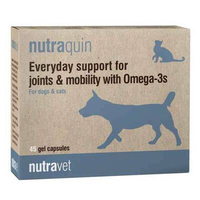 NUTRAVET Nutraquin für Hunde & Katzen 45 Kapseln- schnelle Unterstützung für Tiere mit Gelenksteifigkeit