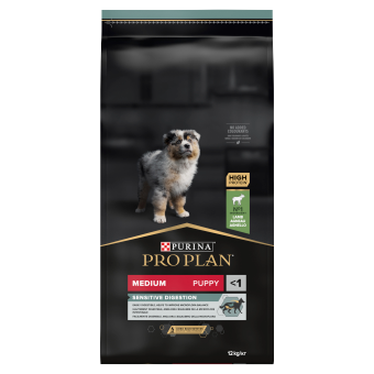 Purina Pro Plan Medium Puppy Sensitive Optidigest, Lamm und Reis 12kg