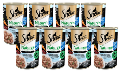 SHEBA Dose 12x400 g Nature's Collection - Nasses Alleinfuttermittel für ausgewachsene Katzen, mit Weißfisch und Leber mit Karottenaufstrich, in Terin