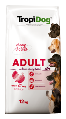 TROPIDOG Premium Adult - medium & large breeds with turkey & rice + Überraschung für den Hund